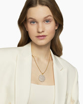 Cable Edge® Pendant in 18K Yellow Gold with Diamonds, 37mm